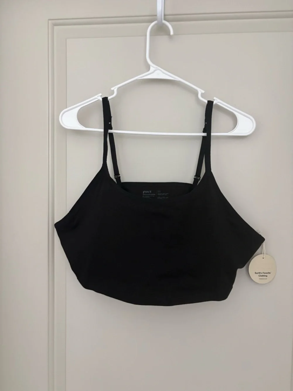 Pact Black Thin -Strap Camisole crop top sports bra NWT Size 3XL organic Cotton - Picture 3 of 6